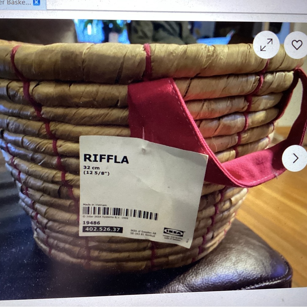 IKEA Riffla Wicker Basket with Pink Highlights